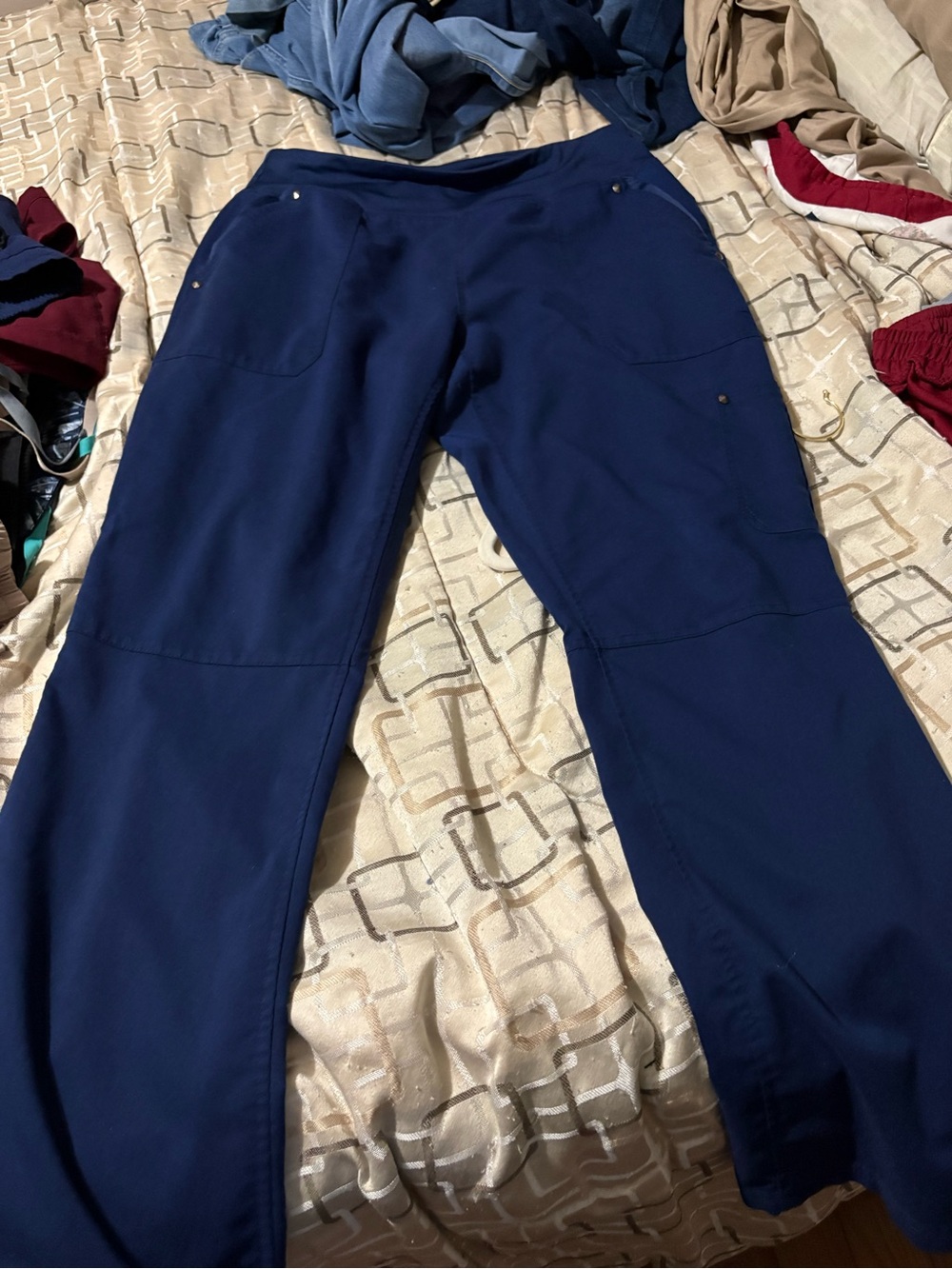 healing hands Navy Wide-Leg Utility Scrub Pants with Pockets